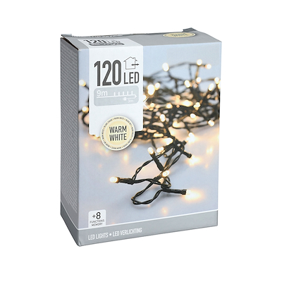 Lyskæde 120 LED varm hvid 9+3 meter