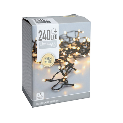 LED lyskæde ude & inde 18 meter 240 LED lys varm hvid