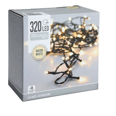 LED lyskæde ude & inde 24 meter 320 LED lys varm hvid
