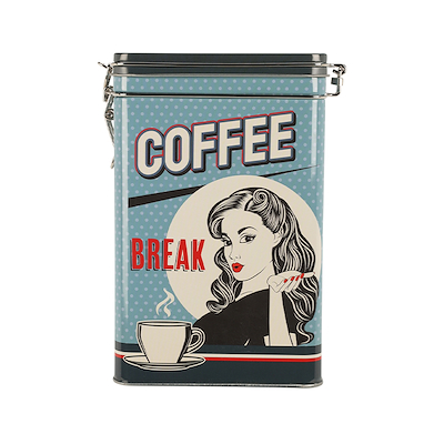 Kaffedåse i metal med patentlukning- 4 assorterede design