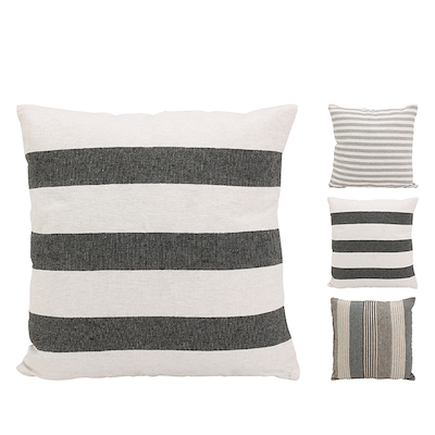 Pude i genanvendt bomuld i 3 assorterede designs 40x40 cm