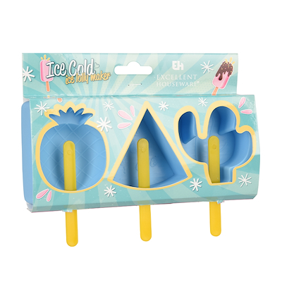 Isforme med pind 3 stk. i 4 assorterede farver