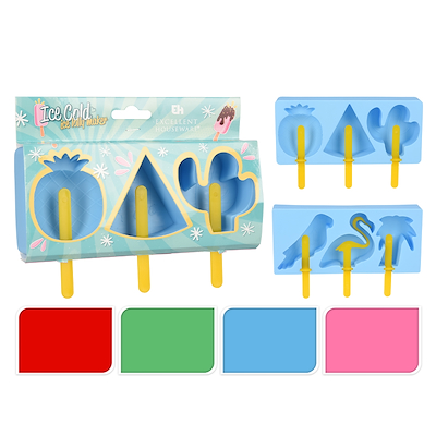 Isforme med pind 3 stk. i 4 assorterede farver