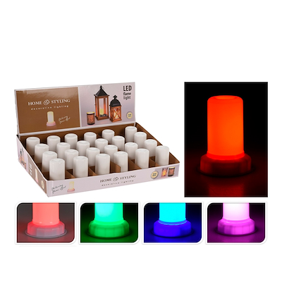 Halloween LED flamme lampe multifarvet 7,5 cm - assorterede farver