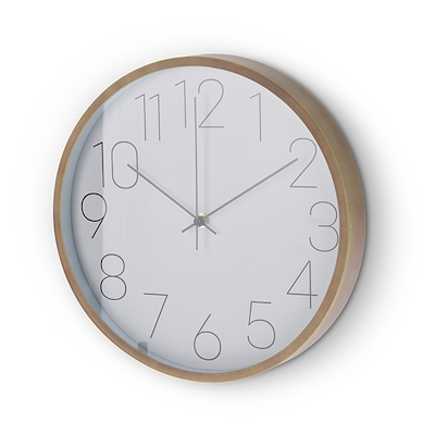Vægur træ-look hvid urskive Ø30 cm