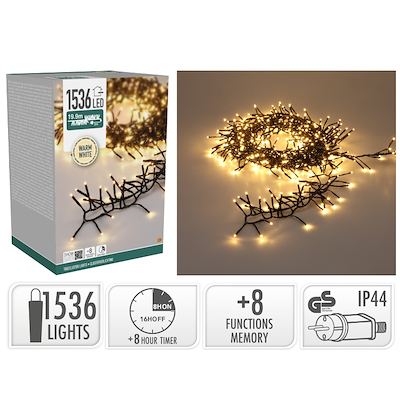 Klynge lyskæde 1536 LED L 19,9 meter