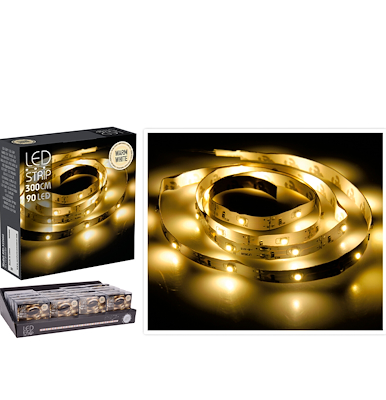 LED lysbånd varm hvid 3 meter