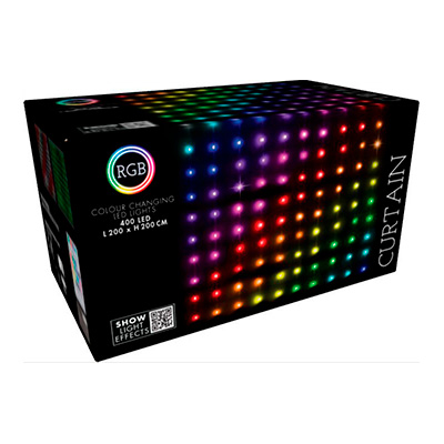 Lysforhæng digital RGB 400 LED farvet 200x200 cm