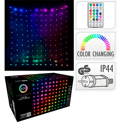Lysforhæng digital RGB 400 LED farvet 200x200 cm