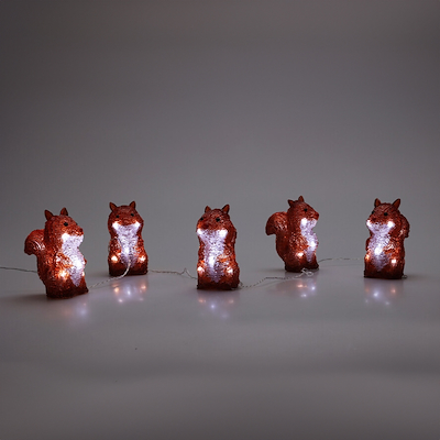 Lyskæde med egern motiv indendørs 40 LED 2 m