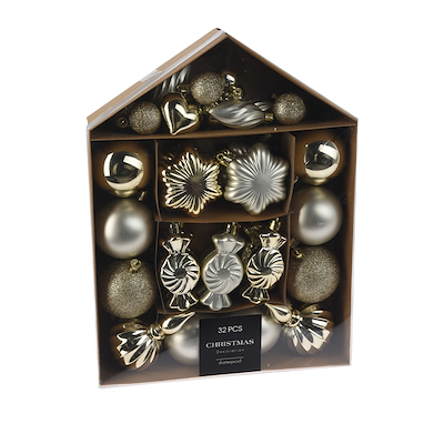 Julekugle sæt champagne 32 stk