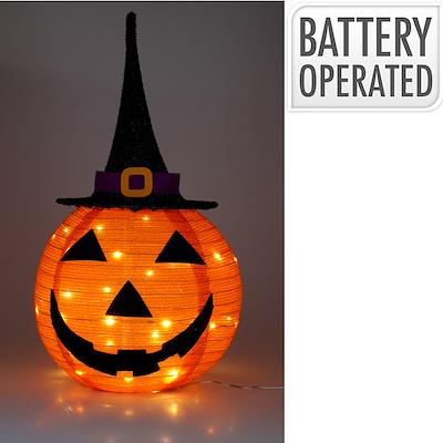 Halloween græskar med hat og lys - foldbar
