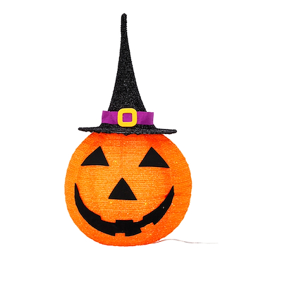Halloween græskar med hat og lys - foldbar