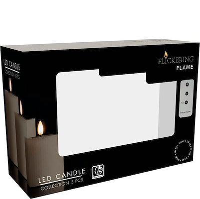 Grå LED lys sæt af 3 stk. med riller Ø7 cm