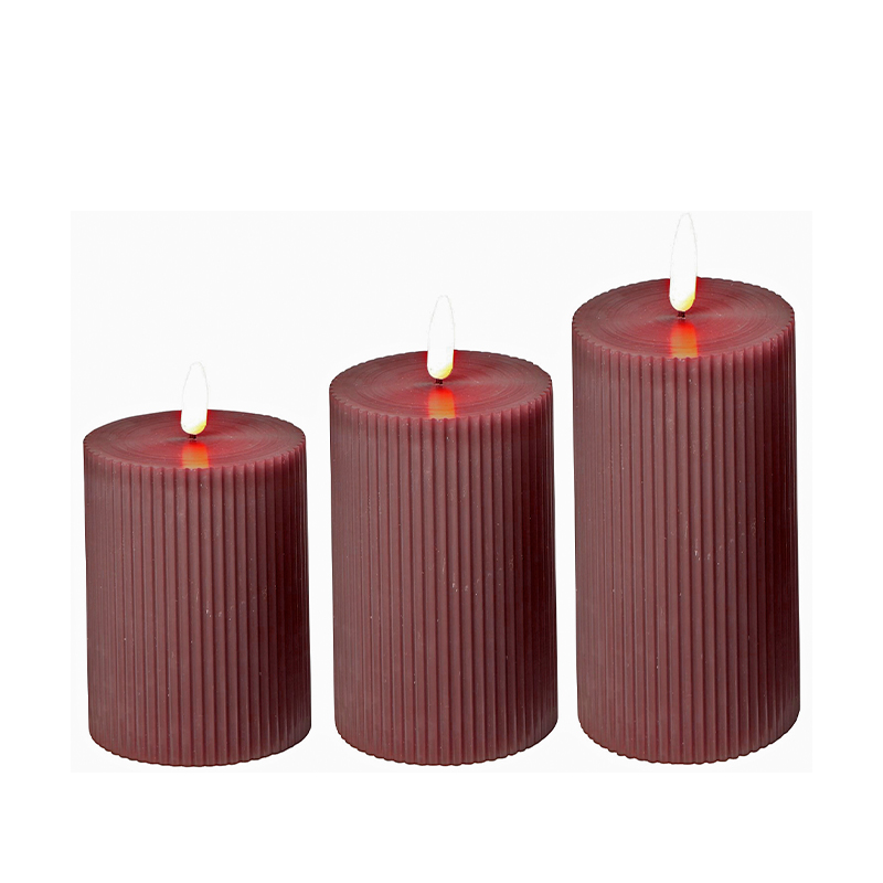 Rød LED lys sæt af 3 stk. med riller Ø 7 cm | Kop & Kande