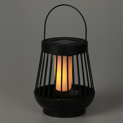 Solcelle lanterne sort ø13xh15 cm