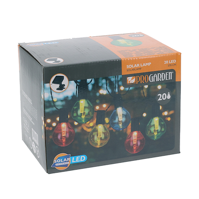 Party lyskæde med solceller multifarvet 200 cm