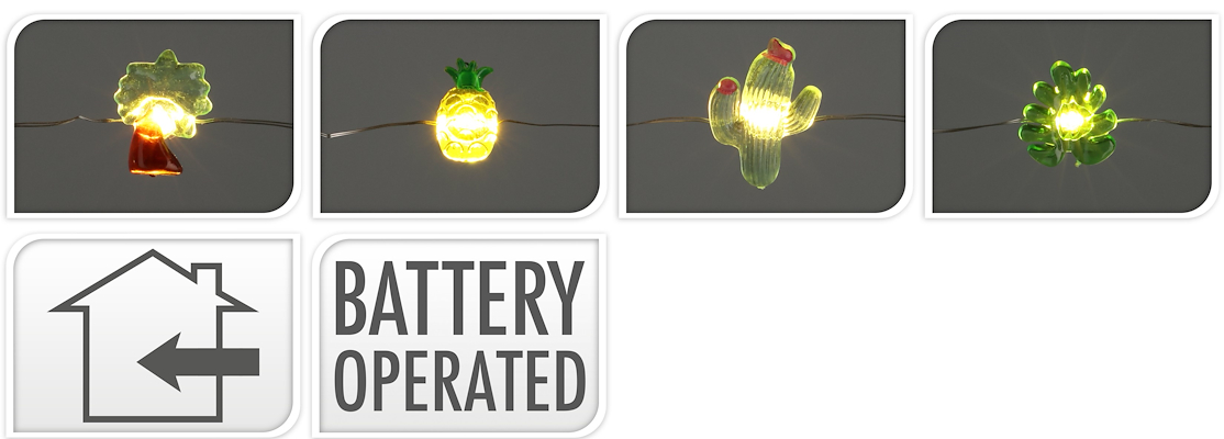 LED lyskæde - 4 assorterede frugtfigurer