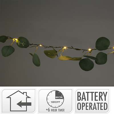 Lyskæde eucalyptus grøn 290 cm