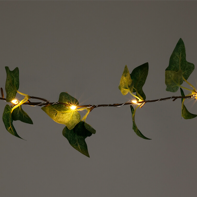LED lyskæde med kunstige efeublade 290cm