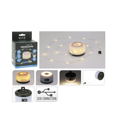 Campinglampe hvid Ø 9,8 cm H 4,8 cm