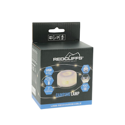 Campinglampe hvid Ø 9,8 cm H 4,8 cm