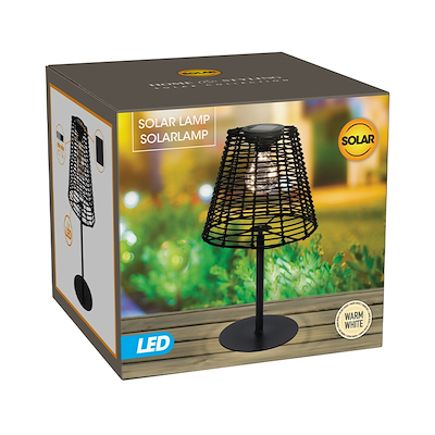 Solcelle bordlampe sort H33 cm