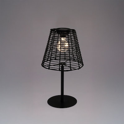 Solcelle bordlampe sort H33 cm