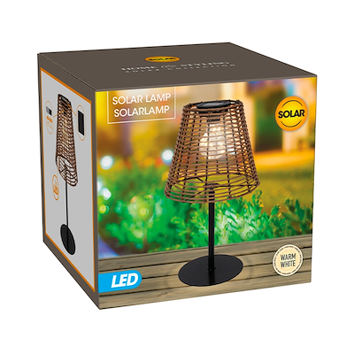 Solcelle bordlampe brun H33 cm