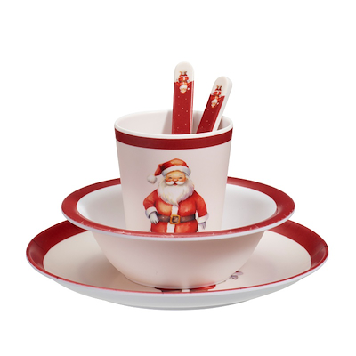 Spisesæt med julemotiv 5 dele assorteret