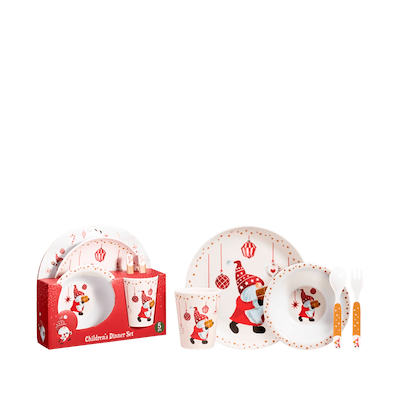 Børneservice med juledesign 5 dele assorteret