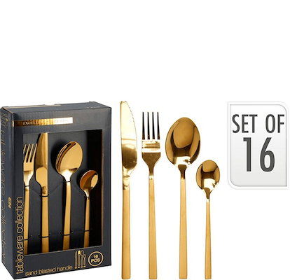 Bestiksæt 16 dele guldfarvet
