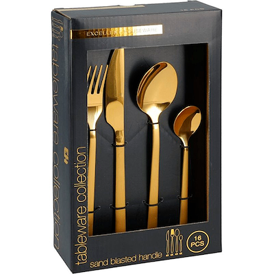 Bestiksæt 16 dele guldfarvet