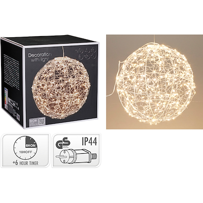 Lyskugle med 300 LED varm hvid Ø25 cm