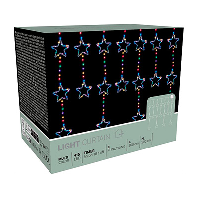 Lysforhæng 400 micro LED stjerner 200x200 cm