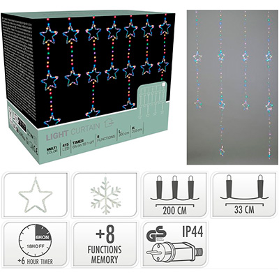Lysforhæng 400 micro LED stjerner 200x200 cm