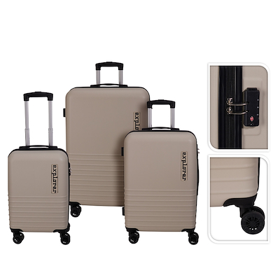Kuffertsæt med 3 stk. kufferter - 18" 22" 26" beige