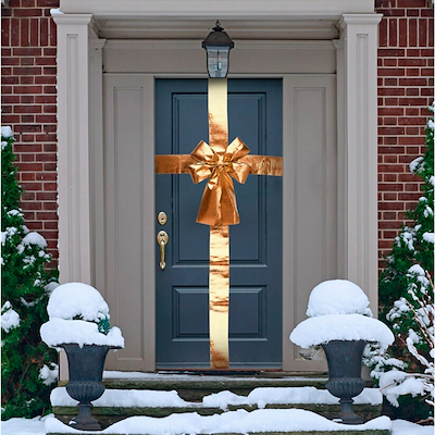 Julesløjfe til dør guld 33x42 cm