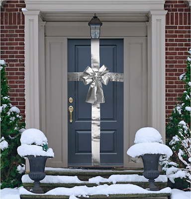 Julesløjfe til dør sølv 33x42 cm