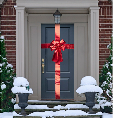 Julesløjfe til dør rød 33x42cm