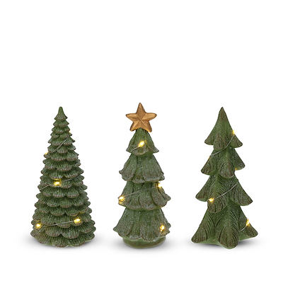 Juletræ med LED - 3 assorterede design H15 cm