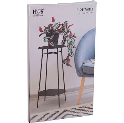 Bord med 2 hylder sort jern H60 cm