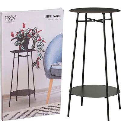 Bord med 2 hylder sort jern H60 cm