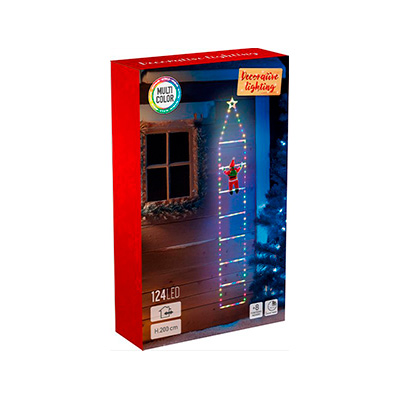 Julemand på stige 240 LED multifarvet 300 cm