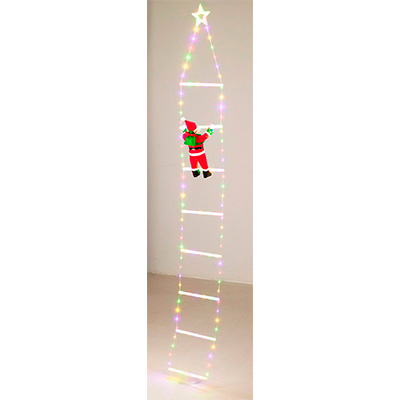 Julemand på stige 240 LED multifarvet 300 cm