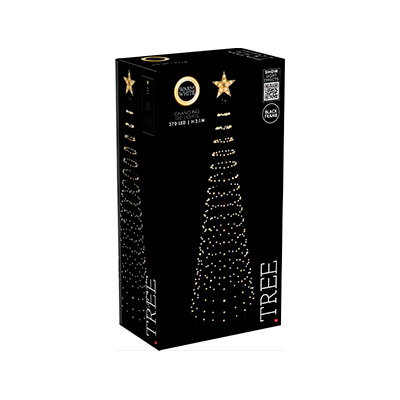 Lystræ 370 digitale LED varm hvid med stjerne Ø70x H210 cm