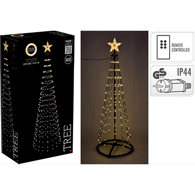 Lystræ 370 digitale LED varm hvid med stjerne Ø70x H210 cm