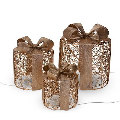 LED gaveæskesæt runde 3 stk. guld