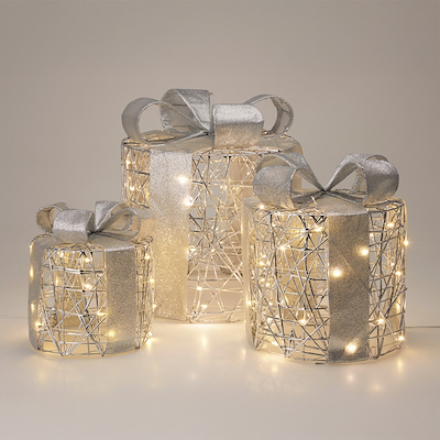 LED gaveæskesæt runde 3 stk. sølv