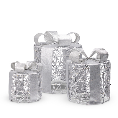 LED gaveæskesæt runde 3 stk. sølv